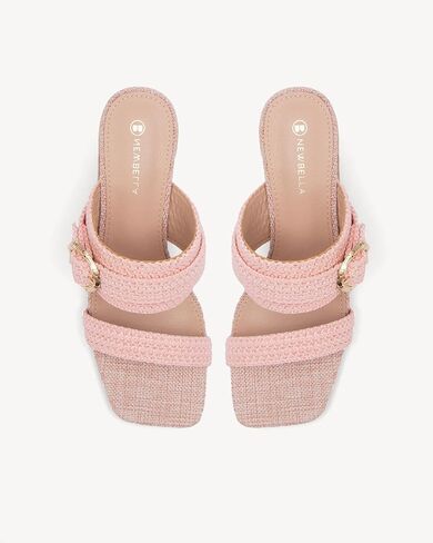 NEWBELLA Women's Braided High Heel Sandals - Slip-On Summer Shoes with Block Heel, Dopamine Style Beach Wedding Sandals for Women in Saudi Arabia