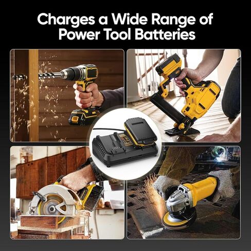 Professional Dual-Port Charger for Dewalt 12V/20V Max Lithium Batteries, Heavy-Duty Fast Charger with 2 USB Ports, Compatible with DCB203 DCB204 DCB205 DCB206 DCB120 DCB127 (Black) in Saudi Arabia