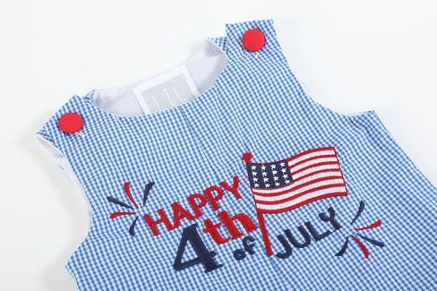 ليل كاكتوس بويز للأطفال والرضع في الولايات المتحدة الأمريكية سعيد في الرابع من يوليو Smocked Shortalls in Saudi Arabia