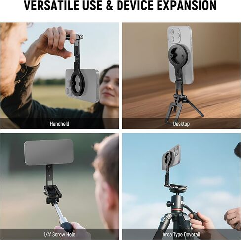 حامل ثلاثي مغناطيسي للهاتف من NEEWER مع حذاء بارد، محول حامل معدني للهاتف الذكي المحمول لتركيب كاميرا ثلاثية القوائم متوافق مع MagSafe iPhone Samsung Huawei Android لتسجيل الفيديو، DS031 in Kuwait
