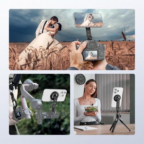 حامل ثلاثي مغناطيسي للهاتف من NEEWER مع حذاء بارد، محول حامل معدني للهاتف الذكي المحمول لتركيب كاميرا ثلاثية القوائم متوافق مع MagSafe iPhone Samsung Huawei Android لتسجيل الفيديو، DS031 in Kuwait