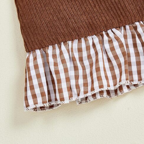 Toddler Baby Girl Football Outfit Corduroy Embroidery Dress Sleeveless Plaid Hem Tank Dresses Fall Winter Clothes in Kuwait