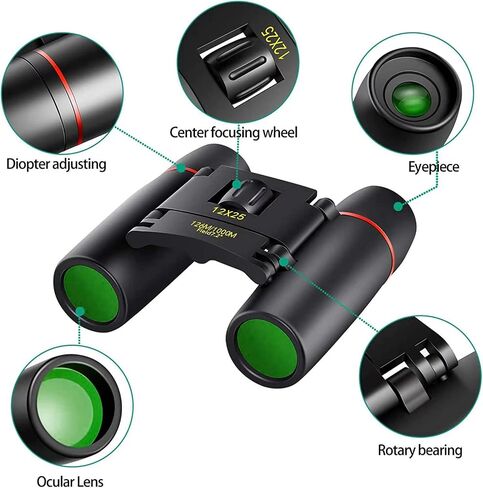 12X25 Small Pocket Binoculars Compact Adults,Mini Kids Binoculars Boys for Bird Watching,Concert Theater Opera in Saudi Arabia
