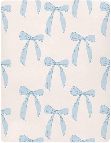Coquette Bows Cute Blue Fitted Crib Sheets Stretchy Portable Playard Sheets for Baby Toddler, Breathable Soft Mini Crib Mattress 52 x 28 in for Boys and Girls in Kuwait