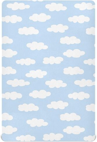 Coquette Bows Cute Blue Fitted Crib Sheets Stretchy Portable Playard Sheets for Baby Toddler, Breathable Soft Mini Crib Mattress 52 x 28 in for Boys and Girls in Kuwait