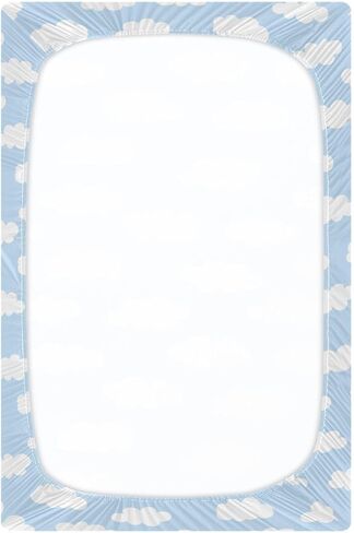 Coquette Bows Cute Blue Fitted Crib Sheets Stretchy Portable Playard Sheets for Baby Toddler, Breathable Soft Mini Crib Mattress 52 x 28 in for Boys and Girls in Kuwait