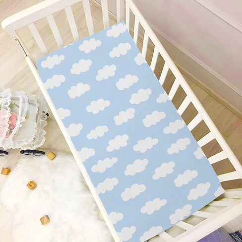 Coquette Bows Cute Blue Fitted Crib Sheets Stretchy Portable Playard Sheets for Baby Toddler, Breathable Soft Mini Crib Mattress 52 x 28 in for Boys and Girls in Kuwait