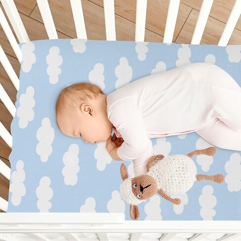 Coquette Bows Cute Blue Fitted Crib Sheets Stretchy Portable Playard Sheets for Baby Toddler, Breathable Soft Mini Crib Mattress 52 x 28 in for Boys and Girls in Kuwait