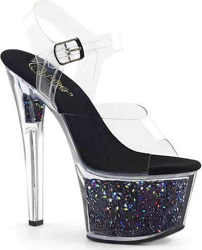 Clear Silver Glitter Sandal by Pleaser in Saudi Arabia