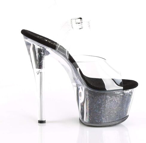 Clear Silver Glitter Sandal by Pleaser in Saudi Arabia