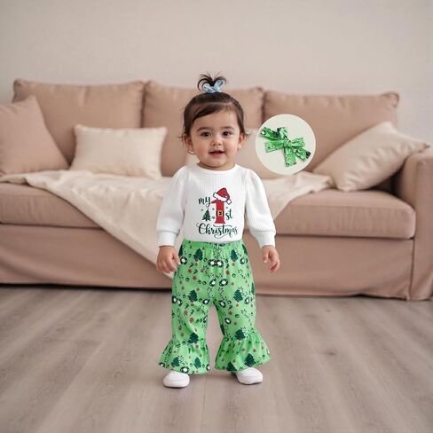 Newborn Baby Girl Thanksgiving Outfit Turkey Long Sleeve Bubble Romper Bodysuit Flare Pants Set Cute Fall Clothes in Saudi Arabia