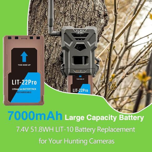 Tectra 2-Pack Upgrade 7000mAh LIT-22 Rechargeable Lithium Battery for SPYPOINT Cellular Trail Cameras Compatible with Flex Series (M, Dark, S-Dark, S, G36, Flex-Plus) with Type-C Charging Cable in Saudi Arabia