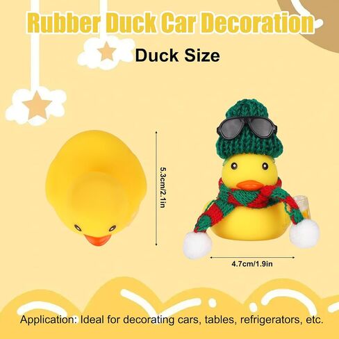 2pcs Christmas Rubber Duck Car Ornaments, Mini Duck Dashboard Decor with Small Hat Scarf Sunglasses & Beer Mug Cute Accessories for Car Home Office Winter Holiday Xmas Decorations in Saudi Arabia