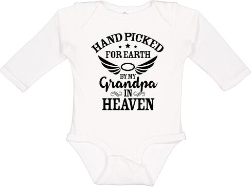 inktastic Handpicked for Earth By My Grandpa in Heaven Angel Long Sleeve Creeper in Saudi Arabia