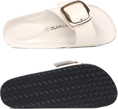 صنادل Dumalum النسائية الشرائحية من الفلين، صنادل مسطحة مريحة ومفتوحة عند الأصابع بإبزيم فليب فلوب سهلة الارتداء في المنزل من أجل أساسيات الشاطئ الصيفية الأنيقة in Kuwait