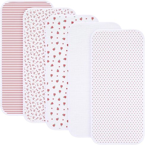 عبوة من 5 قطع، أقمشة تجشؤ للأطفال من الموسلين، ناعمة وذات قدرة على الامتصاص، للجنسين، سهلة الاستخدام (وردي-lh) in Kuwait