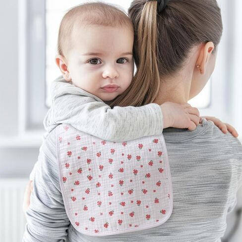 عبوة من 5 قطع، أقمشة تجشؤ للأطفال من الموسلين، ناعمة وذات قدرة على الامتصاص، للجنسين، سهلة الاستخدام (وردي-lh) in Kuwait