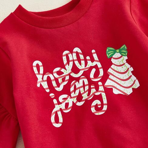 Toddler Girl Christmas Outfit Tree Embroidery Crewneck Sweatshirt Flare Pants Sets Kids Fall Winter Clothes in Saudi Arabia