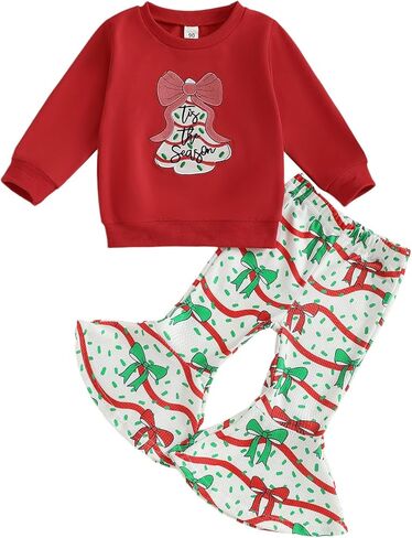 طفل فتاة عيد الميلاد الزي شجرة التطريز Crewneck البلوز مضيئة السراويل مجموعات الاطفال ملابس الخريف الشتاء in Kuwait