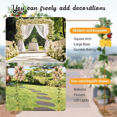 10 FT x 10 FT Square Backdrop Stand – Gold Metal Wedding Arch Frame with Bases, Balloon Arch Stand for Ceremony, Birthday Party, Baby Shower, Anniversary & Photo Booth Decoration in Saudi Arabia