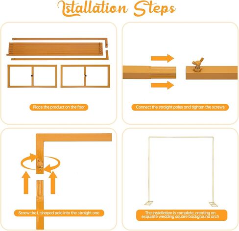 10 FT x 10 FT Square Backdrop Stand – Gold Metal Wedding Arch Frame with Bases, Balloon Arch Stand for Ceremony, Birthday Party, Baby Shower, Anniversary & Photo Booth Decoration in Saudi Arabia