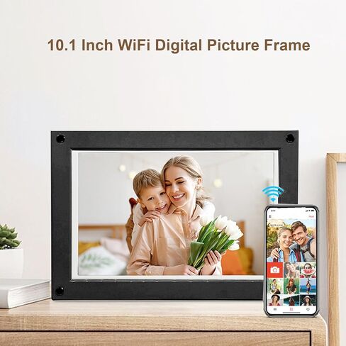 إطار صورة رقمي واي فاي 10.1 بوصة مع 32 جيجابايت، إطار صور ذكي من الأكريليك مع مستشعر الجاذبية، لغرفة المعيشة وغرفة النوم والمكتب والزفاف (أسود) in Kuwait