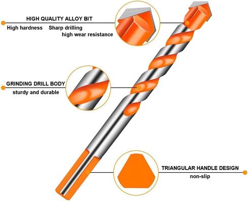 5PCS Masonry Drill Bit Set, Professional Concrete Drill Bit Set 6, 8, 10, 12mm for Glass, Tile, Brick, Cement Concrete Plastic Wood etc in Saudi Arabia