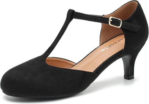 Women's T Strap Mary Jane Pumps Kitten Heels Retro Wedding Party Work Church Dress Shoes in Kuwait