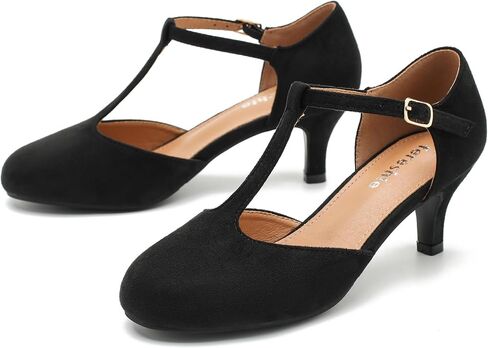 Women's T Strap Mary Jane Pumps Kitten Heels Retro Wedding Party Work Church Dress Shoes in Kuwait