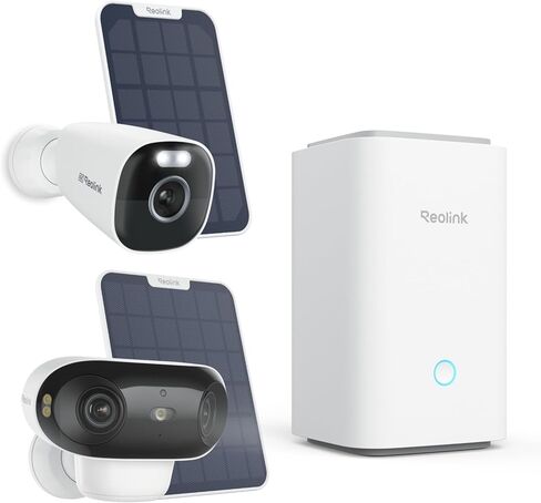 REOLINK Argus 4 Pro وArgus Eco Ultra Home Hub Kit، كاميرا أمان شمسية 4K لاسلكية في الهواء الطلق، رؤية ليلية ملونة خارج المنزل، 2.4/5 جيجا هرتز واي فاي، بدون اشتراك in Kuwait