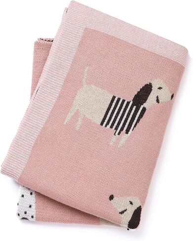 Baby Blanket 100% Cotton Dachshund Puppy Dog Soft Knit Receiving Swaddle Blankets for Newborns Boy Girl Pink 40x30in in Saudi Arabia
