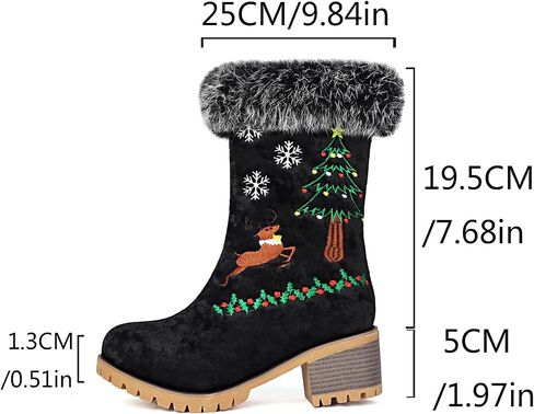 Sweet Furry Christmas Ankle Boots Chunky Heel Snow Booties in Saudi Arabia