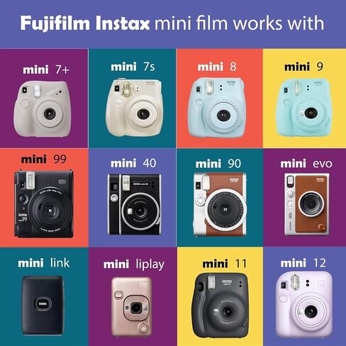 Fujifilm Instax Mini Instant Film Twin Pack 20 Sheets Bundle with 20 Decorative Sticker Frames and Camera Lens Cleaning Cloth – Perfect for Scrapbooks, Parties, and Gifts in Saudi Arabia