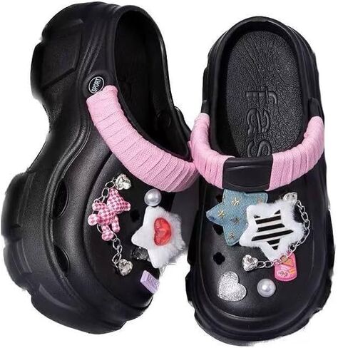 Women's Platform Clogs Slip On Slides Shoes Beach Sandals Gardener Clog Hight Heels Mule Slippers Garden Shoes DIY Accessories Sandals in Saudi Arabia