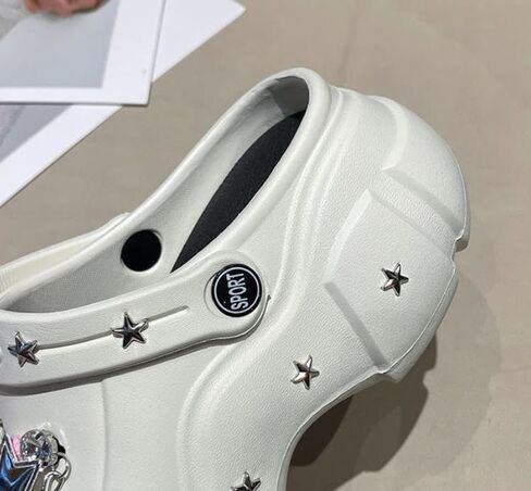 Women's Platform Clogs Slip On Slides Shoes Beach Sandals Gardener Clog Hight Heels Mule Slippers Garden Shoes DIY Accessories Sandals in Saudi Arabia