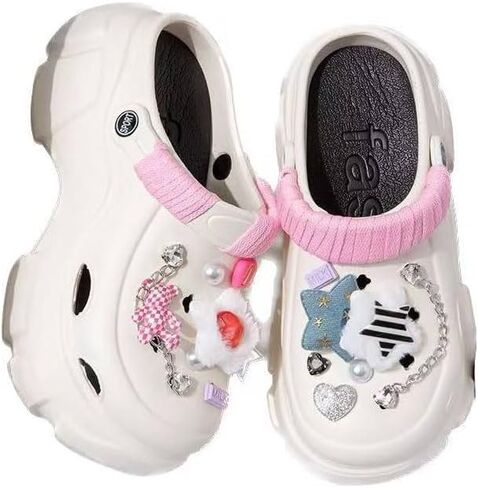 Women's Platform Clogs Slip On Slides Shoes Beach Sandals Gardener Clog Hight Heels Mule Slippers Garden Shoes DIY Accessories Sandals in Saudi Arabia