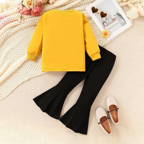 ملابس للفتيات الصغيرات من 3 إلى 9 سنوات، سويت شيرت بربطة عنق وسروال واسع مكون من قطعتين مجموعة ملابس الخريف والشتاء in Kuwait