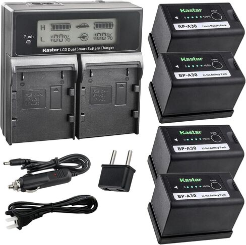Kastar BP-A30 AC LCD Dual Fast Charger Compatible with Canon BP-A Series BP-A30 BP-A60 BP-A65 BP-A90 US 0870C002 Battery, Canon CG-A10 CG-A20 Charger in Kuwait