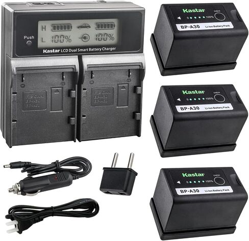 Kastar BP-A30 AC LCD Dual Fast Charger Compatible with Canon BP-A Series BP-A30 BP-A60 BP-A65 BP-A90 US 0870C002 Battery, Canon CG-A10 CG-A20 Charger in Kuwait