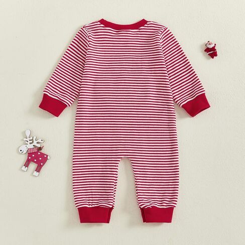 Cute Christmas Chicken Newborn Baby Boy Girl Christmas Outfit Striped Romper Fall Winter Clothes 0-18M in Saudi Arabia