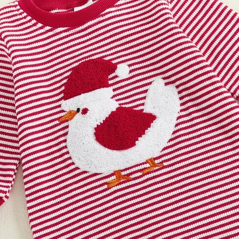 Cute Christmas Chicken Newborn Baby Boy Girl Christmas Outfit Striped Romper Fall Winter Clothes 0-18M in Saudi Arabia