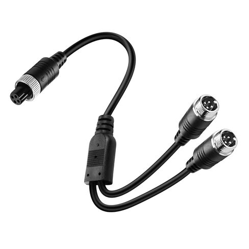 MayWILLA M12 4Pin كابل تمديد فيديو سيارة الطيران 1 ذكر إلى 2 أنثى Y سلك محول مقسم لكاميرا الرؤية الخلفية، التلفزيون، شاشة عكس السيارة - 40 سم / 1.3 قدم in Kuwait