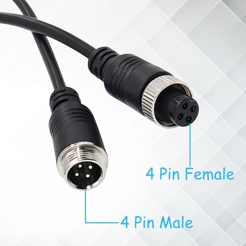 MayWILLA M12 4Pin كابل تمديد فيديو سيارة الطيران 1 ذكر إلى 2 أنثى Y سلك محول مقسم لكاميرا الرؤية الخلفية، التلفزيون، شاشة عكس السيارة - 40 سم / 1.3 قدم in Kuwait