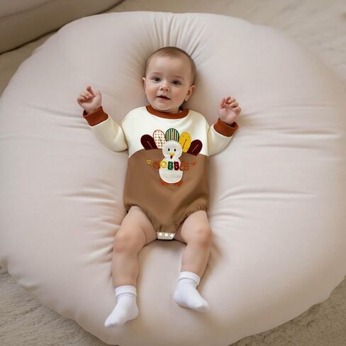 Thanksgiving Baby Boy Girl Outfit Turkey Long Sleeve Onesie Newborn Bubble Romper Fall Winter Infant Cute Clothes in Saudi Arabia