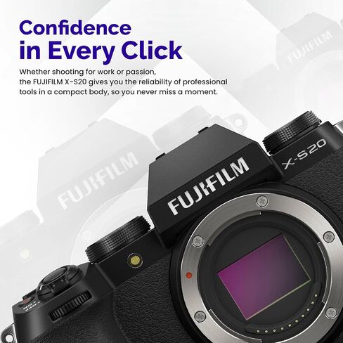 Fujifilm X-S20 Mirrorless Camera with XC 15-45mm Lens + 256GB SanDisk Extreme Pro, Camera Bag, 3-Piece Filter Set, Card Reader & BluebirdSales Cleaning Kit (Black) in Saudi Arabia