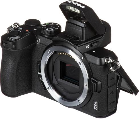 كاميرا Nikon Z50 بدون مرآة مع عدسة Nikon NIKKOR Z DX مقاس 50-250 مم f/4.5-6.3 VR + ذاكرة 64 جيجابايت + ضوء LED + حقيبة كاميرا + حامل ثلاثي القوائم + المزيد (حزمة 25 قطعة) (متجددة) in Saudi Arabia