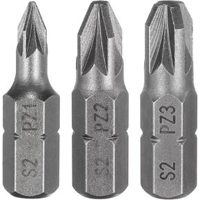 HARFINGTON 3 قطع PZ1/PZ2/PZ3 لقمة مفك براغي 1/4 بوصة ساق سداسية 50 مم/2 بوصة طول لقمة سداسية مشقوقة من فيليبس المغناطيسية S2 لقمة مفك براغي فولاذية من الدرجة الصناعية لقمة ثقب سداسية كهربائية in Kuwait
