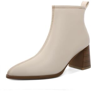 Women's Chunky Block Ankle Boots Pointed Toe Low Heel Side Zipper Booiests Fall Winter Short Boots 2.8 Inch in Saudi Arabia