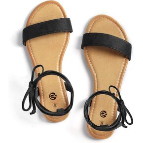 Rekayla Sandals Open Toe Tie Up Ankle Wrap Flat Sandals for Women Summer Dressy Shoes Cute Strappy Lace Up Sandals in Kuwait