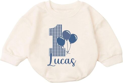 Custom First Birthday Outfit Boy, Personalized 1st Birthday Boy Bubble Romper, One Year Old Boys Bday in Saudi Arabia
